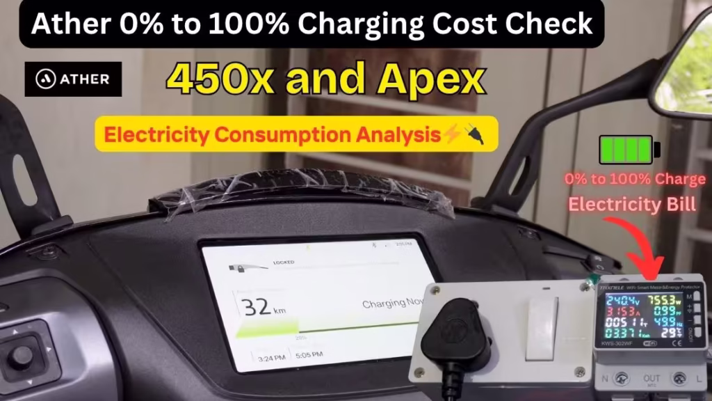 ⚡Ather 450X and Apex 0% to 100% Charging Cost & Full Power Consumption Analysis 1 Ather Charging Cost